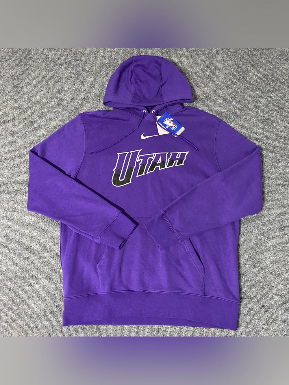 Nike Utah Jazz Hoodie Mens Large Purple Fleece Pullover Graphic NWT